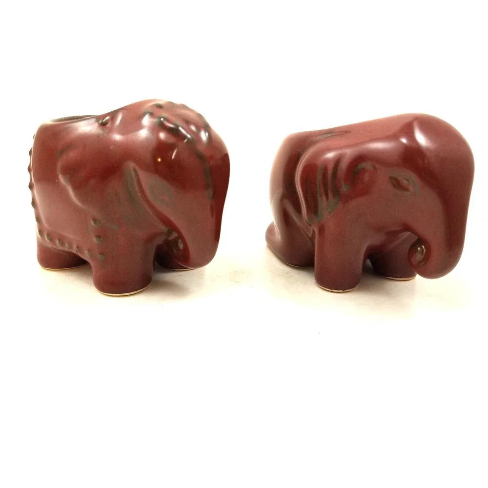PartyLite Elephant Votive Candle Holder Brown Ceramic Tea Light Home Décor